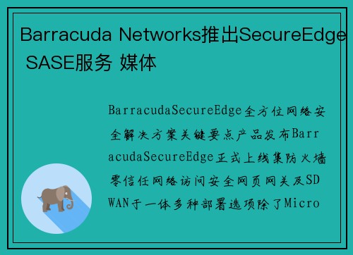 Barracuda Networks推出SecureEdge SASE服务 媒体 Barracuda Networks推出SecureEdge SASE服务 媒体
